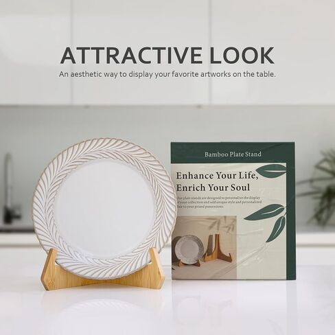 Plate Stands for Display, 6 Inch Plate Holders for Displaying, Bamboo Picture Frame Stand for Tables, Tabletop Easels, Decorative Stand for Platter, Dish, Book, Photo and Plaque (1 Pack) in Saudi Arabia