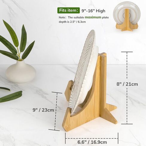 Plate Stands for Display, 6 Inch Plate Holders for Displaying, Bamboo Picture Frame Stand for Tables, Tabletop Easels, Decorative Stand for Platter, Dish, Book, Photo and Plaque (1 Pack) in Saudi Arabia