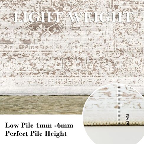 Retro 5x7 Area Rug - Vintage Washable Rug for Living Room with Non-Slip Low-Pile Traditional Medallion Rugs with Stain Resistant Foldable Accent Distressed Rug Indoor Thin Rug in Saudi Arabia