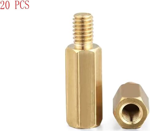 مسامير فاصل خيط ذكر إلى أنثى نحاسية سداسية المواجهة M3 × 10 مم + عمود PCB 6 مم للطائرة بدون طيار كوادكوبتر والكمبيوتر ولوحة الدوائر، عبوة من 20 قطعة، ذهبي in Kuwait