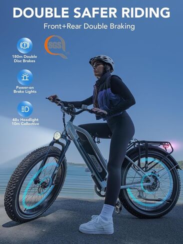 Electric Bike for Adults,Upgraded 48V 20Ah Removable Battery,Peak 1000W Powerful Motor,70Mi Long Range,26"x4" Fat Tire,UL Certified 7-Speed in Saudi Arabia
