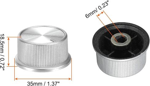 MECCANIXITY Potentiometer Control Knob ABS Guitar Knob for 6mm D Type Shaft Electric Guitar Power Amplifiers Stereos,Volume Tone 180 Degrees Rotary Knob Black Silver 2PCS in Saudi Arabia