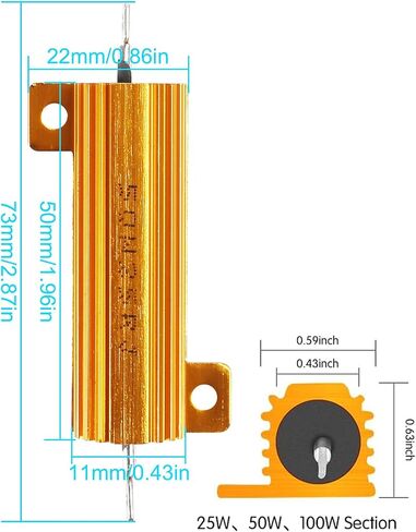 10 قطعة المقاوم 50 واط 25 أوم الألومنيوم حالة Wirewound برغي الحنفية الهيكل شنت تحميل المقاومات محولات in Saudi Arabia