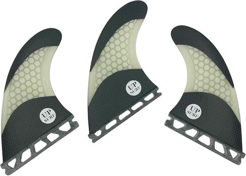 UPSURF Tri Single Tab Fins L Size G7 Surfboard 3 زعانف كربون + ألياف زجاجية + زعانف لركوب الأمواج على شكل قرص العسل (برتقالي / أخضر / أبيض) in Saudi Arabia