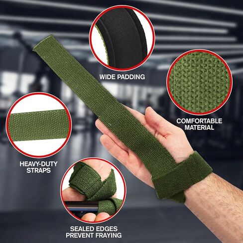 أحزمة معصم ممتازة لرفع الأثقال لتدريبات القوة، كمال الأجسام، رفع الأثقال، كروس فيت، التجاهل، الأثقال، رفع الأثقال، السحب، دعم إضافي للإمساك - مبطنة بقطن 23 بوصة in Kuwait