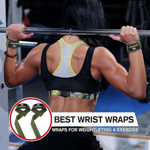 أحزمة معصم ممتازة لرفع الأثقال لتدريبات القوة، كمال الأجسام، رفع الأثقال، كروس فيت، التجاهل، الأثقال، رفع الأثقال، السحب، دعم إضافي للإمساك - مبطنة بقطن 23 بوصة in Kuwait