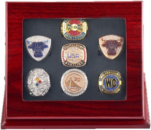 Sports Championship Rings Wooden Display case Shadow Box without Rings (6 Slots) in Saudi Arabia