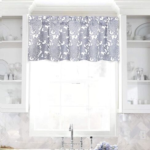 DriftAway Daisy Dahlia Blooming Flower Floral Lined Thermal Insulated Energy Saving Window Curtain Valance 2 Layers Rod Pocket 52 Inch by 18 Inch Plus 2 Inch Header Beige 1 Pack in Saudi Arabia