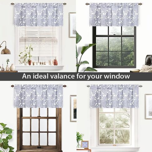 DriftAway Daisy Dahlia Blooming Flower Floral Lined Thermal Insulated Energy Saving Window Curtain Valance 2 Layers Rod Pocket 52 Inch by 18 Inch Plus 2 Inch Header Beige 1 Pack in Saudi Arabia