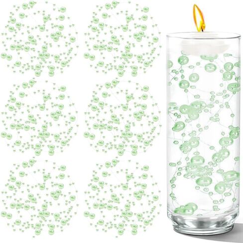 50 PCS Artificial Floating Beads for Centerpieces Vases, Gold 8+3mm String Beads for Wedding Party Faux Pearl String for Decorating, String Pearls for Crafts Vase Filler in Kuwait