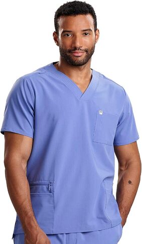 Care+Wear 7-Pocket V-Neck Scrub Tops for Men – Moisture Wicking, Ultra-Soft, Wrinkle-Resistant Medical Scrub Top in Saudi Arabia