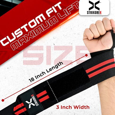 Wrist Straps for Weightlifting with Support for Men & Women 18", Gym Lifting Flexible Fit & Stiff Wrist Straps Workout Equipment,Powerlifting Strength Training & Push Ups in Saudi Arabia