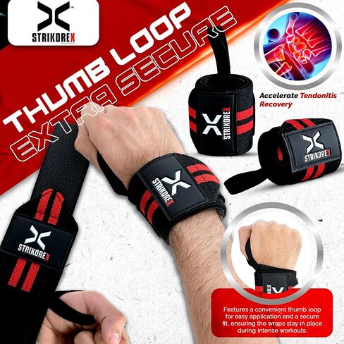 Wrist Straps for Weightlifting with Support for Men & Women 18", Gym Lifting Flexible Fit & Stiff Wrist Straps Workout Equipment,Powerlifting Strength Training & Push Ups in Saudi Arabia