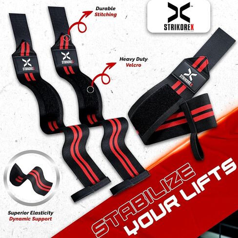Wrist Straps for Weightlifting with Support for Men & Women 18", Gym Lifting Flexible Fit & Stiff Wrist Straps Workout Equipment,Powerlifting Strength Training & Push Ups in Saudi Arabia