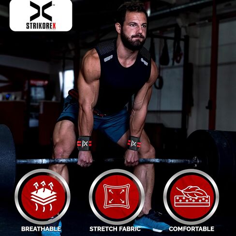 Wrist Straps for Weightlifting with Support for Men & Women 18", Gym Lifting Flexible Fit & Stiff Wrist Straps Workout Equipment,Powerlifting Strength Training & Push Ups in Saudi Arabia