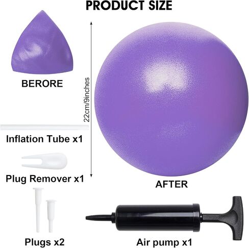 Exercise Ball Yoga Balls Pilates Ball 9 Inch Small Exercise Balls for Between Knees Barre Ball with Pump Core Ball for Fitness Physical Therapy Barre Ball Mini Fitball for Home Gym Workouts in Saudi Arabia