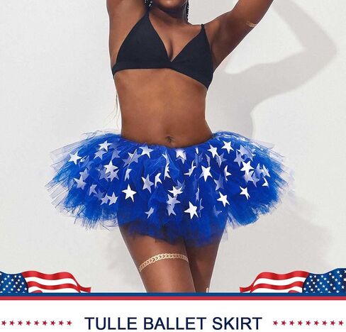Nicute Women's 4th of July Tutu Red White Blue Stars Skirt Funny Patriotic Tutus Skirts for Independence Day Party in Saudi Arabia