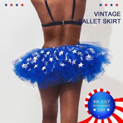 Nicute Women's 4th of July Tutu Red White Blue Stars Skirt Funny Patriotic Tutus Skirts for Independence Day Party in Saudi Arabia