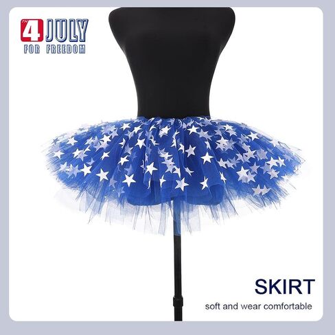 Nicute Women's 4th of July Tutu Red White Blue Stars Skirt Funny Patriotic Tutus Skirts for Independence Day Party in Saudi Arabia