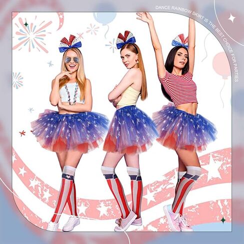 Nicute Women's 4th of July Tutu Red White Blue Stars Skirt Funny Patriotic Tutus Skirts for Independence Day Party in Saudi Arabia