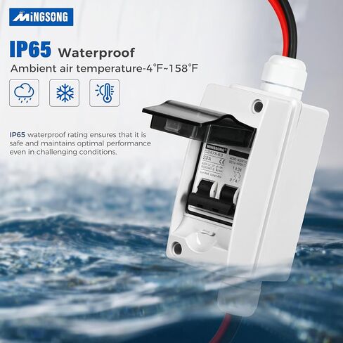 Solar Panels Disconnect Switch 32Amp AC Solar Shut Off Switch 400V 2 Poles Outdoor DC Small Miniature Circuit Breaker Box, IP65 Waterproof UV-Proof for Solar PV Homes in Saudi Arabia