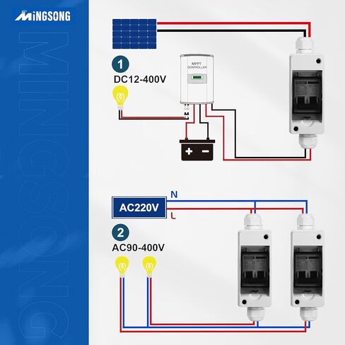 Solar Panels Disconnect Switch 32Amp AC Solar Shut Off Switch 400V 2 Poles Outdoor DC Small Miniature Circuit Breaker Box, IP65 Waterproof UV-Proof for Solar PV Homes in Saudi Arabia