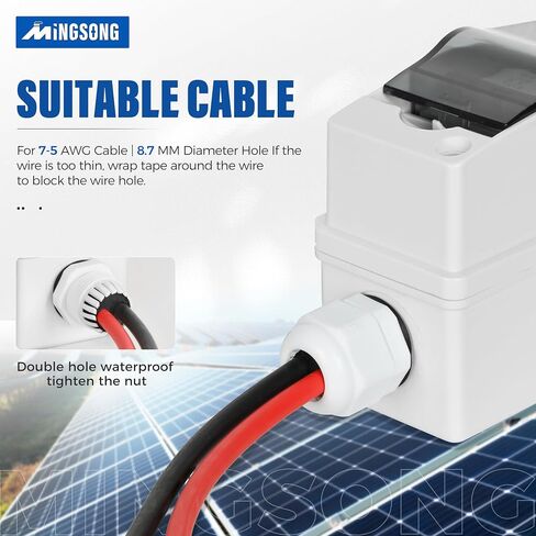 Solar Panels Disconnect Switch 32Amp AC Solar Shut Off Switch 400V 2 Poles Outdoor DC Small Miniature Circuit Breaker Box, IP65 Waterproof UV-Proof for Solar PV Homes in Saudi Arabia
