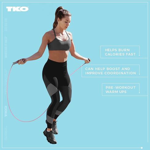 حبل القفز TKO Tonal قابل للتعديل بطول 9 أقدام مع مقابض مضادة للانزلاق | حبل القفز خفيف الوزن للملاكمة وتمارين القلب وتمارين اللياقة البدنية العامة in Kuwait
