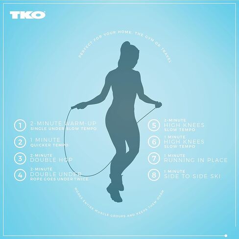 حبل القفز TKO Tonal قابل للتعديل بطول 9 أقدام مع مقابض مضادة للانزلاق | حبل القفز خفيف الوزن للملاكمة وتمارين القلب وتمارين اللياقة البدنية العامة in Kuwait