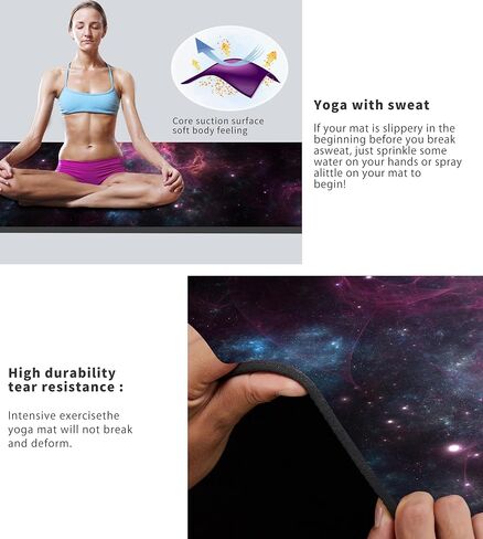 Cifupy Yoga Mat Double-Sided Non Slip Exercise Mat Eco Friendly TPE Fitness Exercise Mat With Carrying Strap & Storage Bag Workout Mat for Yoga, Pilates and Floor Exercises in Saudi Arabia