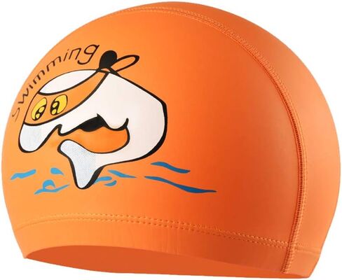 KXF Kids Swimming Cap Waterproof PU Swimming Hats Bathing Cap Ear Protection Elastic Swimming Cap for Children Kids Boys Girls Age 6-10 with Coating Cartoon Pattern in Saudi Arabia