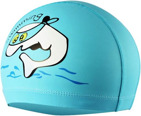 KXF Kids Swimming Cap Waterproof PU Swimming Hats Bathing Cap Ear Protection Elastic Swimming Cap for Children Kids Boys Girls Age 6-10 with Coating Cartoon Pattern in Saudi Arabia