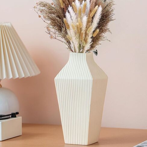 White Ceramic Vase Set of 3,Modern Vase Ribbed Design,Pampas Vases,Flower Vase for Table,Living Room,Room Decorations（Diagonal Ribbed Vase） in Saudi Arabia