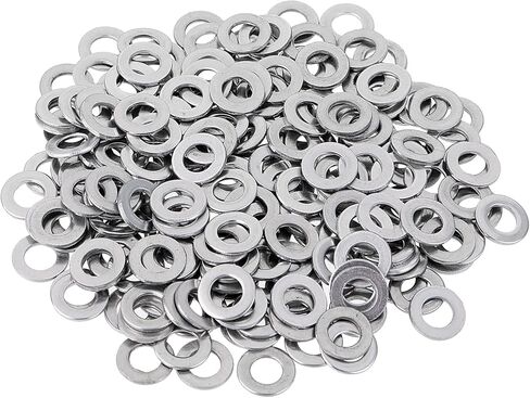 غسالة مسطحة من الفولاذ المقاوم للصدأ، 200 قطعة القطر الداخلي M5 غسالات معدنية للبراغي البراغي M5 مجموعة متنوعة من غسالات مسطحة للأثاث DIY مشروع خارجي in Kuwait