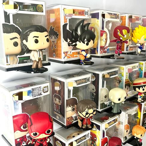 10-Pack Collapsible Acrylic Shelf, Compatible with Funko Pop Figure Collection Case (4.5" x 3.5") Or Display Case for Boxed Characters (Clear) in Saudi Arabia