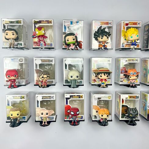 10-Pack Collapsible Acrylic Shelf, Compatible with Funko Pop Figure Collection Case (4.5" x 3.5") Or Display Case for Boxed Characters (Clear) in Saudi Arabia