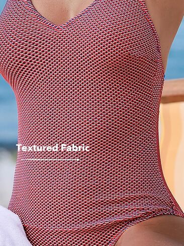CUPSHE Women's One Piece Swimsuit V Neck Bathing Suit Textured Gradient Cheeky Adjustable Straps in Saudi Arabia