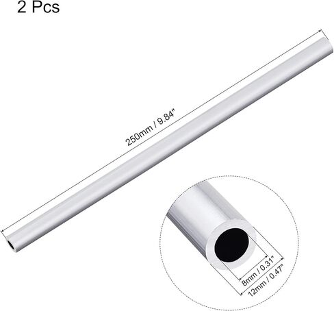uxcell 6063 Aluminum Round Tube 3mm OD 2mm Inner Dia 250mm Length Pipe Tubing 2 Pcs in Saudi Arabia