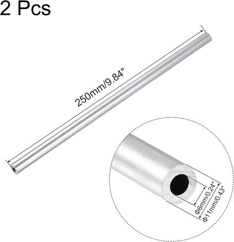 uxcell 6063 Aluminum Round Tube 3mm OD 2mm Inner Dia 250mm Length Pipe Tubing 2 Pcs in Saudi Arabia
