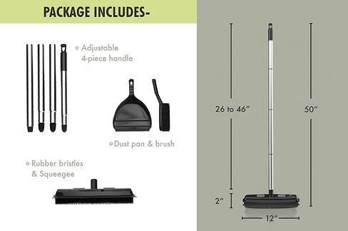 Rubber Bristle Expandable Broom Set with Dustpan & Handheld Rubber Brush for Surface Cleaning, Dust Pet Hair Removal Sofa Sweeping, Built-in Rubber Squeegee Snap, Set of 3, Red in Saudi Arabia