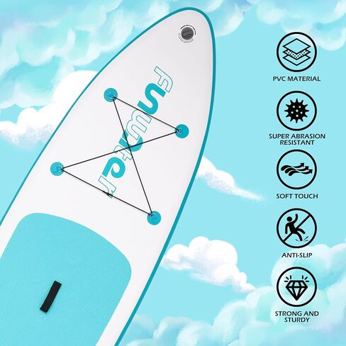FunWater Inflatable 10'×33"×6" Paddle Board Inflatable SUP Inflatable Stand Up Paddle Board for All Skill Levels Included with Stand Up Paddle Board, Paddle, Fins, Air Valve Adapters in Kuwait