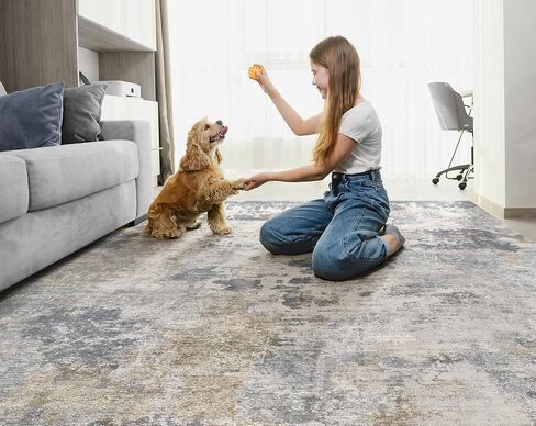 3X10 Washable Runner Rug for Hallway: Soft Neutral Modern Abstract Area Rug - Non-Slip Low Pile Long Throw Indoor Carpet for Kitchen Entryway Kitchen Bedroom Laundry- Brown Grey in Saudi Arabia