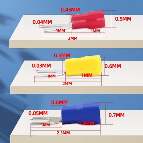 300Pcs U-Type Fork Spade Connectors Fork Wire Insulated Connectors Fork Crimp Terminal Cnnectors, 100pcs in Blue, Red, and Yellow Each in Saudi Arabia