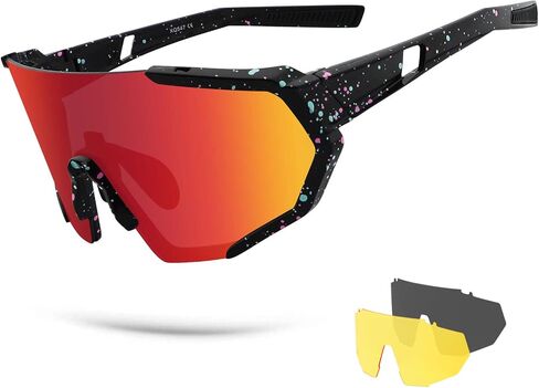 BangLong Cycling Polarized Sports Sunglasses for Men Women with 3 Interchangeable Lens Sports Golf Baseball Running Glasses in Saudi Arabia