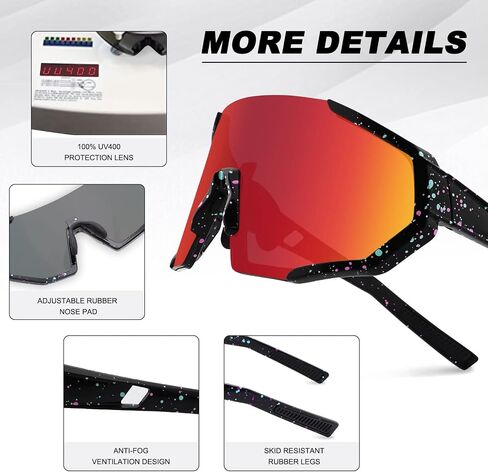 BangLong Cycling Polarized Sports Sunglasses for Men Women with 3 Interchangeable Lens Sports Golf Baseball Running Glasses in Saudi Arabia