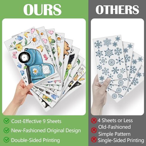 Yovkky 109 PCS Spring Summer Tree Branch Mosaic Birds Window Clings 9 Sheets, Pink Floral Blue Hummingbird Flower Stickers Decals Decor, Butterfly Seasonal Home Kitchen Decorations in Kuwait