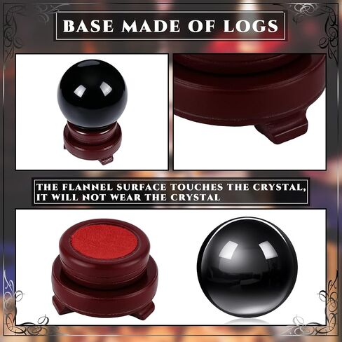 CHENGU Obsidian Crystal Ball with Wooden Stand 2 Pieces 3.15 Inch/ 80 mm Crystal Ball Decorative Obsidian Sphere for Meditation, Healing, Witchcraft Halloween Home Decorations (Clear) in Saudi Arabia