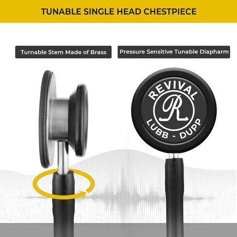 Revival Pediatric Neonatal Stainless-Steel Dual Head Stethoscope for Infant Care, Pediatricians, Neonatologist, Nurses and Medical Students with tunable Diaphragm, Latex Free tubing (Black) in Saudi Arabia