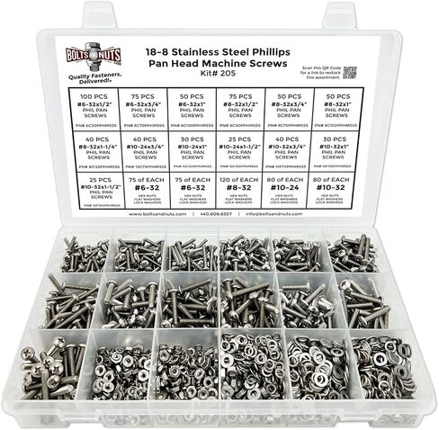 Stainless Steel Phillips Pan Head Machine Screws Bolts Nuts Washers Assortment Kit - 1921 Pcs! in Saudi Arabia