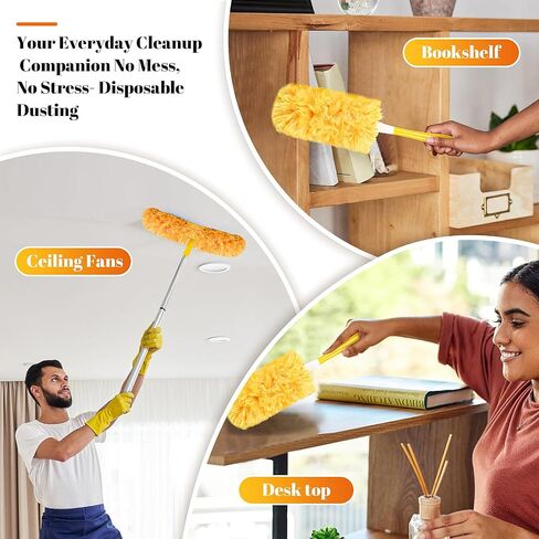 20 Count 360 Duster Pads for Swiffer Duster Refill, Multisurface Heavy Duty Duster Replacements with 1 Handle, Disposable Feather Dusters for Cleaning in Saudi Arabia